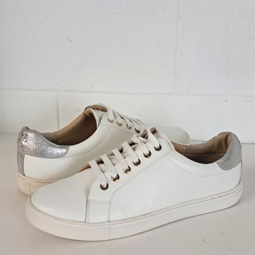 Elegant White and Silver Women's Sneakers